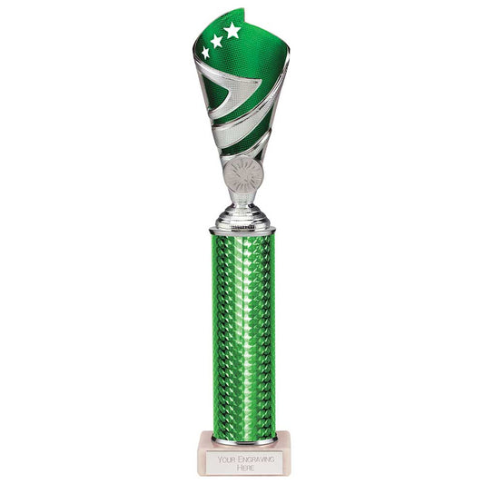 Hurricane Multisport Plastic Tube Cup Silver & Green 320mm