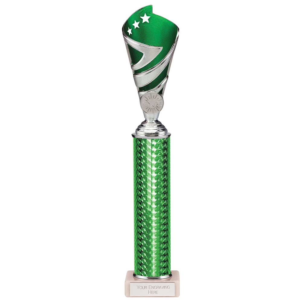 Hurricane Multisport Plastic Tube Cup Silver & Green 350mm